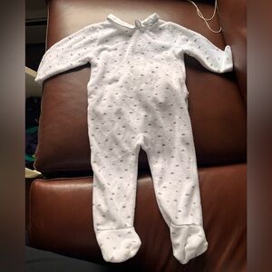 French brand White dotted Footed One Piece with Subtle Terry Texture
